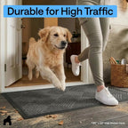 GORILLA GRIP 100% Waterproof All-Season WeatherMAX Doormat US Designed Natural Rubber, Stain Fade Resistant, Low Profile Indoor Outdoor Door Mats, Easy Clean, 29x17 Gray Diamond