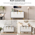 homary Buffet Sideboard Cabinet with Storage – 59" Modern Kitchen Server Table with 4 Doors & Adjustable Shelves, Stainless Steel Frame for Dining Room, Living Room, Entryway