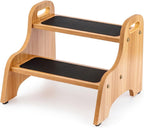 StrongTek Wooden 2-Step Stool for Kids, Non-Slip Surface with Handles, 350 lb Capacity, Toddler Step Stool for Bathroom, Kitchen and Bedroom (Natural)