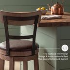 Signature Design by Ashley Pinnadel Bar Stool, Swivel Counter Height Stool Chair With Faux Leather Seat, Wood and Metal Frame for Kitchen Island With Seating, Light Brown