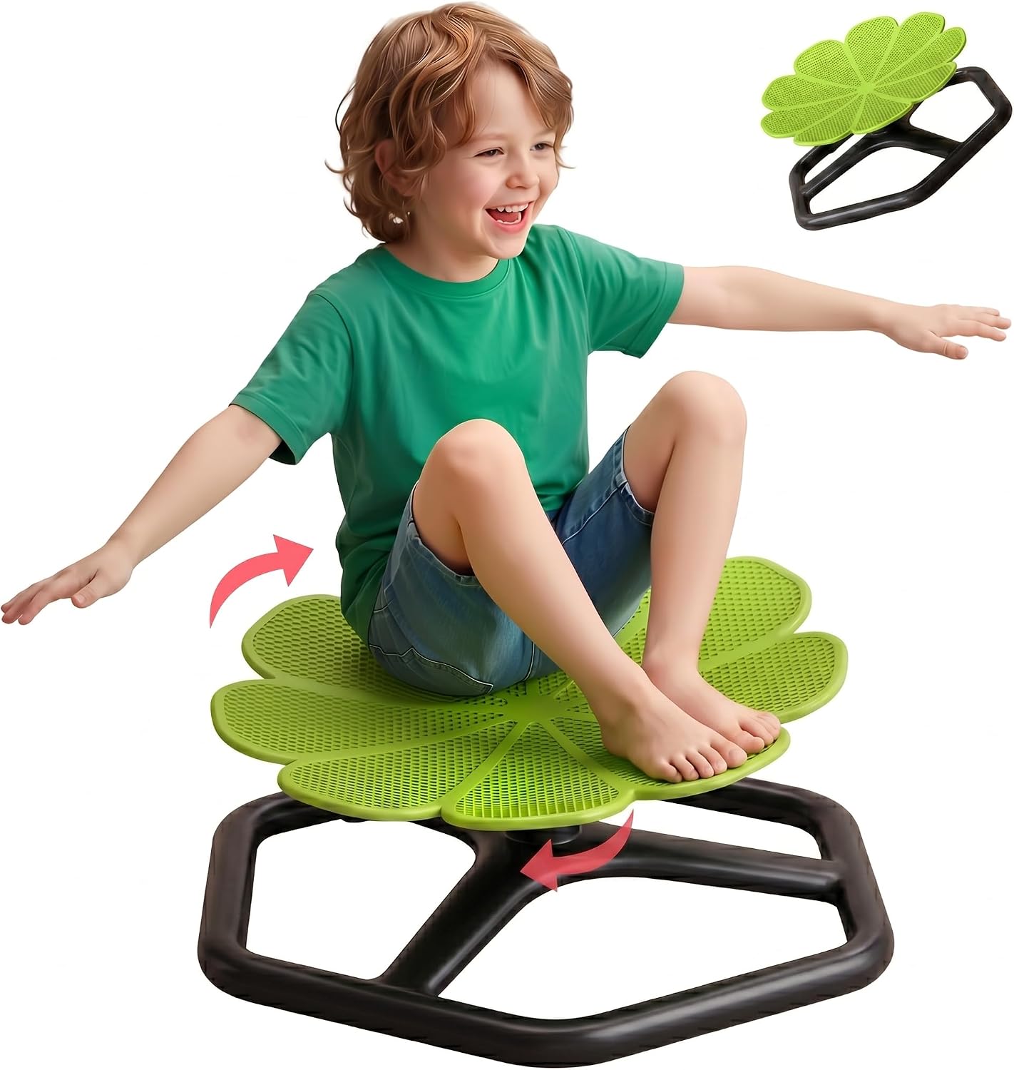 Spinning Chair for Autistic Kids,Sensory Swivel Chair, 220LBS Weight Capacity, Sensory Toy for ADHD & Autism 3-6 Years Children,Training Body Coordination, Metal Base Non-Slip Design (Green)