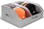 Hat Organizer for Baseball Caps, 2 Compartments Clear Window Hat Storage Box for Closet Hold Up to 24 Caps, Hats Holder Container with Sturdy Cardboard for Home Storage | Gray