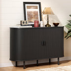 ONBRILL 48" Sideboard Buffet Cabinet with Storage, Storage Cabinet with Sliding Door & Adjustable Shelf, Modern Accent Coffee Bar Console Table for Kitchen, Entryway, Black