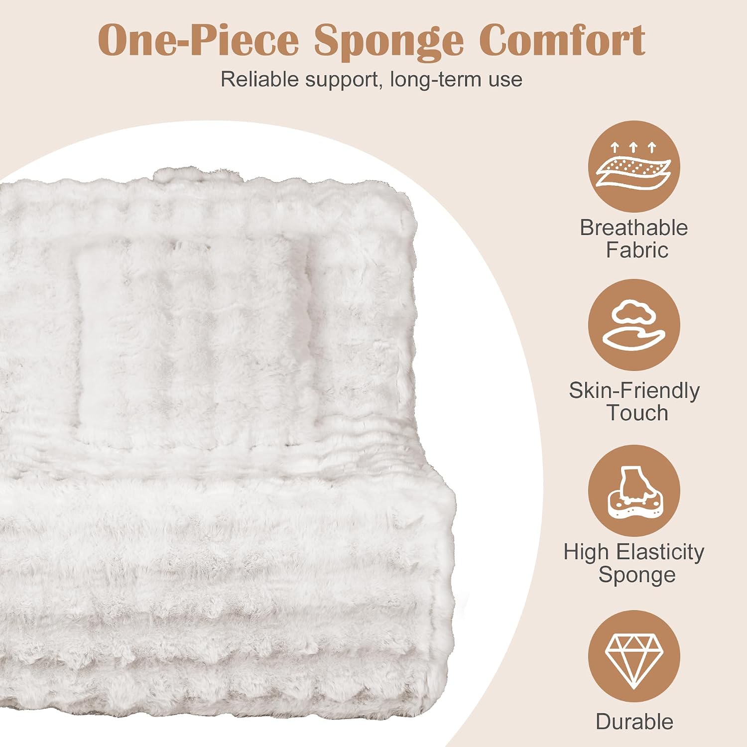 Bean Bag Chair for Adults, Giant Bean Bag Sofa with Soft Pillow, Comfy Faux Fur Fireside Beanbags with Handle for Living Room, Bedroom, Apartment, Bubble White