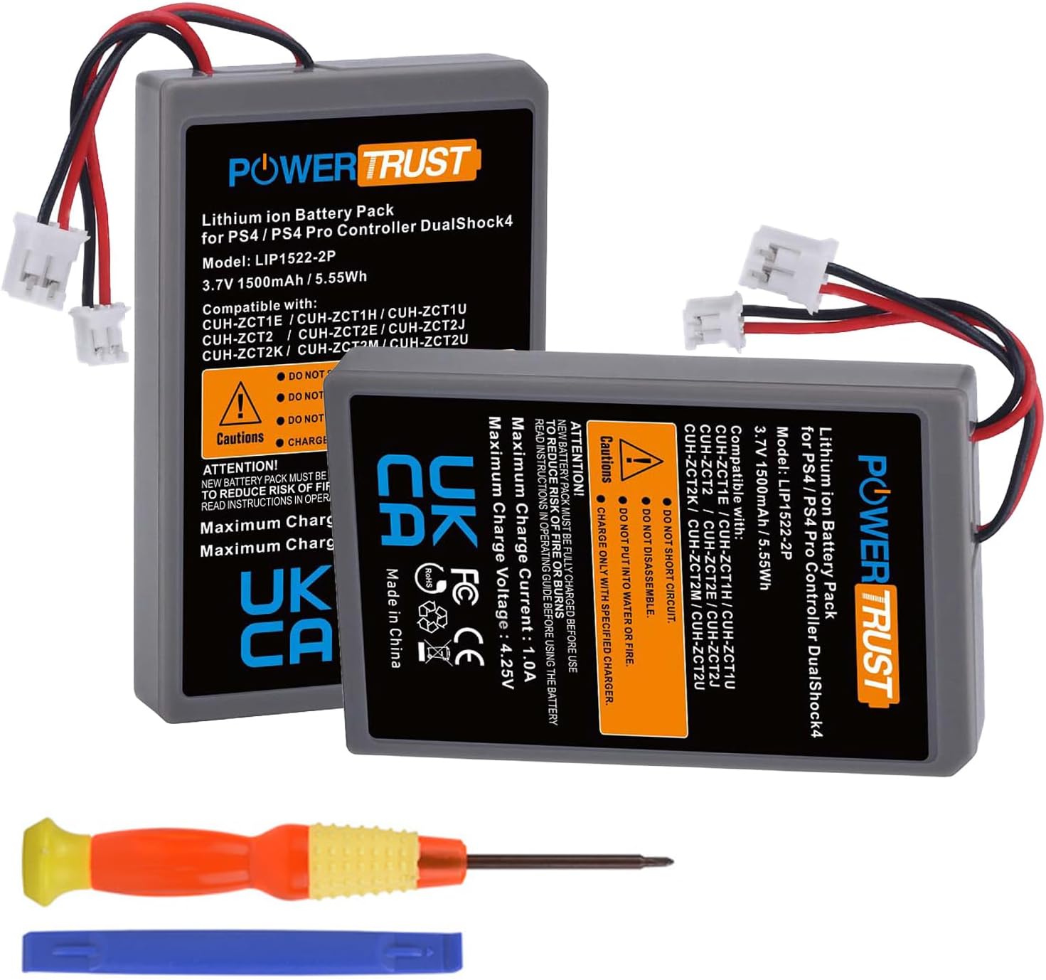 2-Pack LIP1522 PS4 Controller Battery Compatible with Sony PlayStation 4 PS4 and PS4 pro Dualshock 4 CUH-ZCT1E CUH-ZCT1H CUH-ZCT1H/B CUH-ZCT1H/R CUH-ZCT1U CUH-ZCT2 CUH-ZCT2U