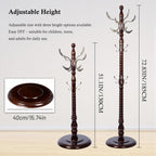 Coat Rack Stand, Solid Wooden Coat Tree with 14 Hooks, Heavy Duty Coat Rack Freestanding with Sturdy Round Base, Natural Birch Wood Coat Hanger Stand for Entryway Bedroom (Metal hook)