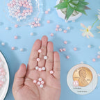 SUREAM 8mm Faux Fake Pearls for Crafting, 2600PCS Vase Filler Beads, Loose Beads No Hole for Vase Fillers, Table Scatter, Wedding, Birthday Party Home Decoration(White&Pink Color)