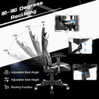 GYMAX Computer Gaming Chair, Racing Style Office Chair with Adjustable Lumbar Support Headrest, 360° Swivel, Height Adjustable Ergonomic Reclining Gaming Chair for Home Office Leisure Room (White)