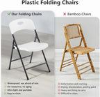 Folding Chairs 6 Pack, Outdoor Plastic Sturdy Metal Folding Chairs for Outside Indoor, Portable 350 lbs Capacity Heavy Duty Foldable Commercial Seating for Picnic, Party, Patio, Office, White