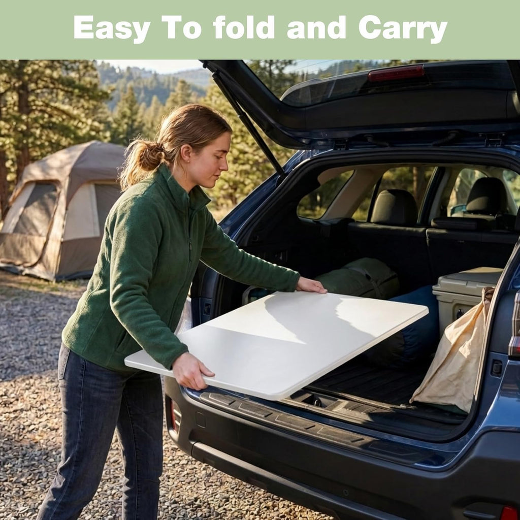 2.7ft Rectangular Folding Table for All-Occasion, Foldable Table with HDPE Tabletop and Steel Legs, Durable and Stable Small Folding Table, Perfect for Camping, Picnic, Party, Indoor & Outdoor