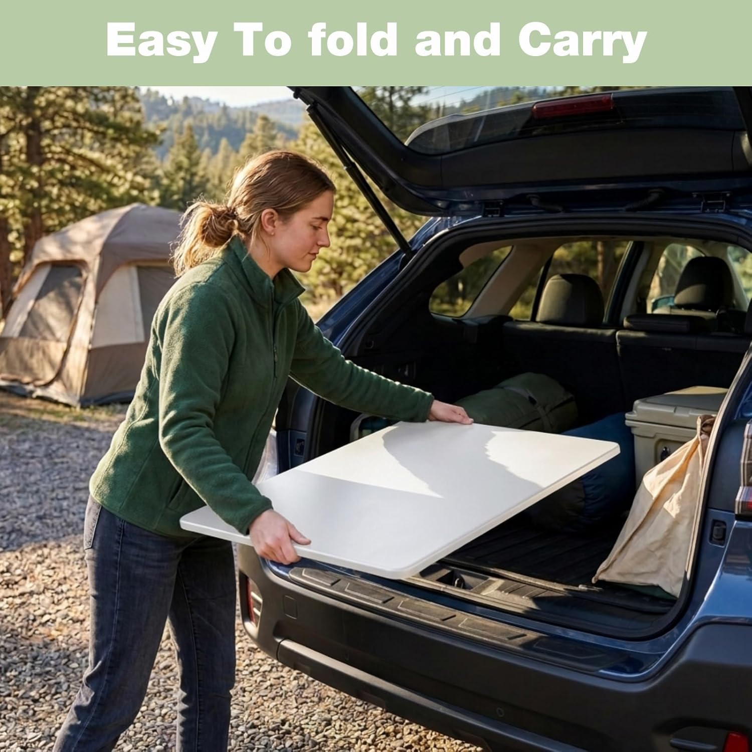 2.7ft Rectangular Folding Table for All-Occasion, Foldable Table with HDPE Tabletop and Steel Legs, Durable and Stable Small Folding Table, Perfect for Camping, Picnic, Party, Indoor & Outdoor