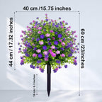 2 Pack Artificial Boxwood Topiary Ball Trees with Spikes, Outdoor UV Resistant Fake Plants Flowers, Faux Bushes Shrubs Greenery for Planters Yard Porch Pathway Office Balcony Decor - Purple
