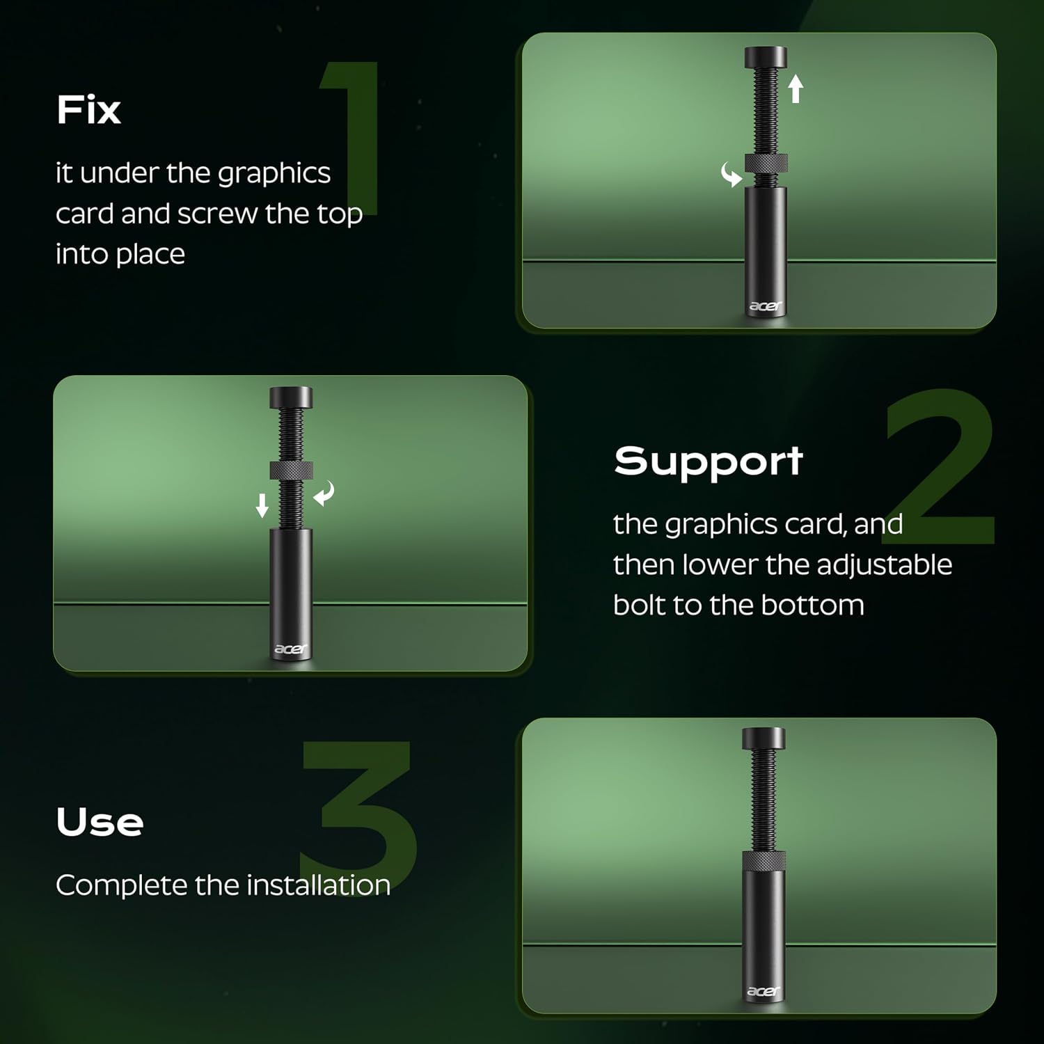 acer GPU Support Bracket, GPU Sag Bracket, Graphics Card GPU Stand with Magnet & Non-Slip Base, Video Card Holder (M, 50-80mm)