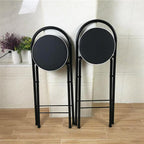 QQXX Folding Bar Stool with Footrest,Leather Padded Folding Kitchen Stool,Portable Counter Height Foldable Stool Tall Bar Stools for Outdoor Kitchen Shop Cafe(2 Pc, White Seat Height 25.5")