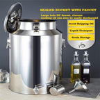 15l/20l/28l/35l Stainless Steel Milk Storage Can - Airtight Milk Transport Bucket with Silicone Lid for Home Brewing, Wine Making, and Water Storage Without Tap 35L