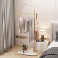 Gold Clothing Rack with Marble Base, Modern Gold Coat Racks Freestanding with 2 Hooks, Heavy Duty Clothes Rack, Coat Rack Stand for Entryway, Bedroom, Living Room, Boutiques