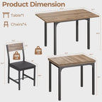 IRONCK 5-Piece Dining Table Set for 4, Extendable Kitchen Table Chairs Set of 4, Dining Room Table with 4 Upholstered Chairs, Folding for Small Space, Apartment, Walnut