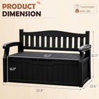 JUMMICO 80 Gallon Resin Outdoor Storage Bench, Large Deck Box with Armrest, Lockable&Waterproof for Garden, Home, Patio, Pools (Black, 80 Gallon)