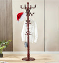 Wooden Coat Hanger Stand, Coat Rack Freestanding 18 Hooks, Mid Century Vintage Coat Tree for Entryway, Adjustable Height 73", Heavy Duty Coat stand for Home Bedroom, Office(Walnut)