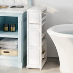Lavish Home 3-Tier Slim Rolling Storage Cart - 16.7” x 9” Narrow Rolling Cart with Handle and Wheels for Bathroom, Laundry Room, and Kitchen Organization - Pull-Out Home Organizers (White)
