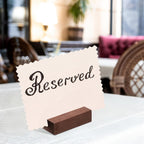 Blosssound 12 Pcs Wood Place Card Holders Wooden Table Number Holder Stands Name Card for Wedding Party Events Exhibition Decoration Office Restaurant Business(Brown,3 x 1.6 x 0.8 Inches)
