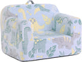 Toddler Chair Plush Kids Couch, Comfy Glow in The Dark Dinosaur Chair with Removable and Washable Cover Carrying Handle Kids Sofa, Convertible Toddler Couch for Playroom Girls and Boys Green