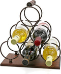 ALLCENER Countertop Wine Rack, Tabletop 6 Bottles Wood Wine Holder, Sturdy Handle, 3-Tier Rustic Classic Design, Simple Assembly, Wood & Metal (Copper)