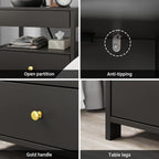 SoBuy Black Nightstand with Charging Station | Bedside Table with 2 Drawers, USB & Type-C Ports, Storage Side Table for Bedroom, Dorm Room, Black, FBT173-SCH