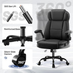 AreShark Ergonomic Office Chair with High Back Headrest,PU Leather Executive Desk Chair Padded Flip-Up Armrests,Lumbar Support,Swivel Computer Chair for Home Office & Gaming,Black