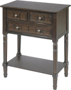 Knocbel Slim Antique Entry Console Table with 3 Drawers & Bottom Open Shelf, Solid Wood Narrow Small Sofa Table for Entryway Hallway Living Room 23.7" W x 13" D x 31.4" H Brown