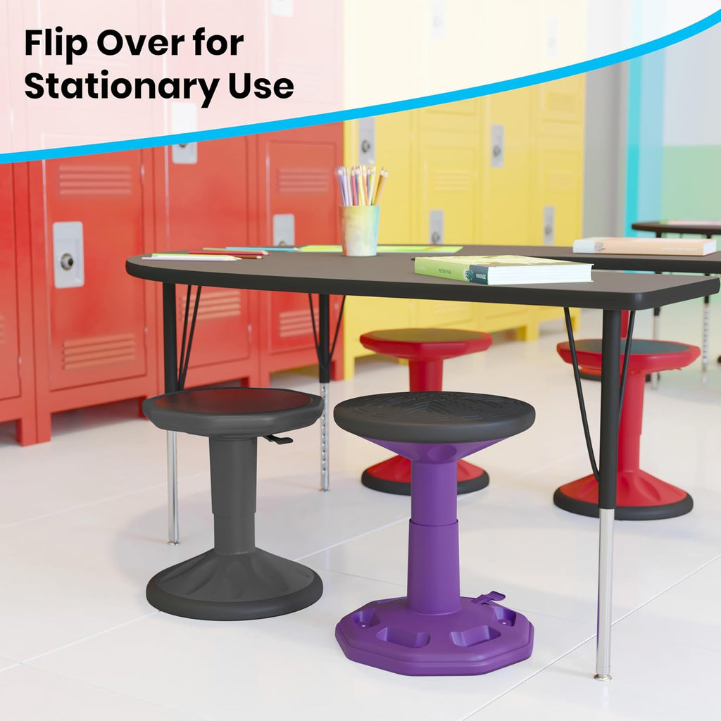 Flash Furniture Carter Adjustable Height Kids Active Stool - Flexible Gray Stool for Classroom and Home - Non-Skid Bottom - Rubberized Seat - 14" - 18" Seat Height