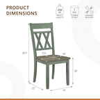Lexicon Farmhouse Wood Dining Chair, Set of 2, Double Cross Back, Rustic Armless Chairs, Kitchen and Dining Room Furniture, Two-Tone Finish (Greywash and Antique Teal)