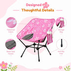 Kids Camping Chair, Kids Beach Chair, Flowers, Carry Bag | Lightweight kids folding chair for camping and beach adventures, perfect as a toddler beach chair with durable steel frame.