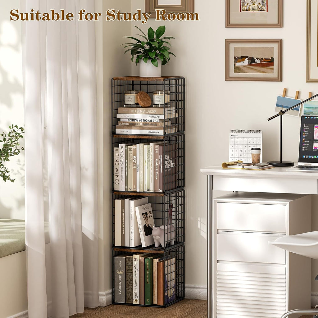 Dmevkic 2 Cube DIY Stackable Small Bookcase,Bookshelf for Small Spaces,Cube Storage Organizer for Living Room, Bedroom, Home Office,12.2" x 12.2" x 12.2"