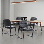 CLATINA Set of 8 Big & Tall 400 lbs Waiting Room Guest Chair, Leather Office Reception Chair No Wheels with Backrest Wide Seat and Padded Arms for Home Lobby Conference Waiting Room Office, Black