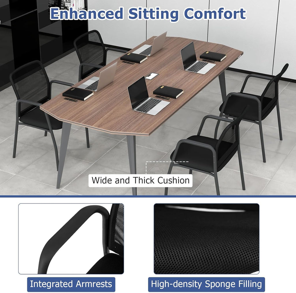 Giantex Office Guest Chair Set of 2, Waiting Room Chairs with Mesh Back, Padded Seat, Armrests, Metal Frame, 330 Lbs Capacity, Conference Chairs No Wheels for Reception Room, Meeting Room, Lobby (1)