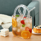 Fixwal Glass Purse Vase for Flowers, Clear Bag Vases with Handle, Unique Cute Handbag Shape Decorative Flower Vases with Fish Bowl for Centerpieces Home Table Shelf Decor Birthday