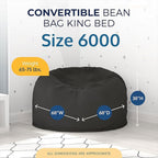 ULTIMATE SACK | 6 Ft Bean Bag Chair &Foot Stool | Charcoal Fur | Foam Filled - Removable Washable Cover