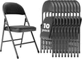 10 Pack Folding Chairs with Padded Seats, Metal Frame with Pu Leather Seat & Back, Capacity 350 lbs, Black
