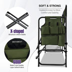 Tall Folding Directors Chair with Side Table 30.71" Seat Height Foldable Camping Chair Bar Stool for Makeup Artist Face Painting with Footrest and Storage Pocket Supports 350LBS