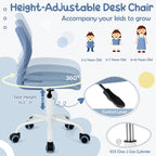 HONEY JOY Kids Desk Chair, Children Study Chair w/Adjustable Height, Low Back, Swivel Rolling Mesh Task Student Chair, Kids Computer Chair for Teens Girls Boys Home/School/Office (Blue)