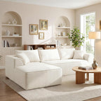 Vesgantti 106" Cloud Couch Sectional Modular Sofa, Deep Seat Comfy Cloud Couch Chenille Memory Foam Sofa Modular Couches for Living Room Bedroom, No Assembly Required (Beige, Left-Facing Chaise)
