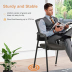 CLATINA New Classic Reception Guest Chair with Mesh Back and Armrests, Ergonomic Stacking Chair with Thickened Seat Cushion for Office Conference Waiting Room, Black (1 Pack)