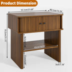 Fluted Nightstand Set of 2, Walnut End Table with Sliding Doors, Bedside Table Mid Century Modern with Open Shelf, Large Night Stand for Bedroom, Living Room, Space Saving