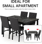 Hooseng Kitchen Table Set 5 Piece Dining Room Table Set Marble Dining Table 4 Chair Dining Table Set for Kitchen Living Room Breakfast Small Spaces (Black)