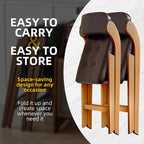 2 Pack Wooden Folding Chair with Padded Seat Stackable Wooden Foldable Chair, Folding Chairs with Cushion for Guests Kitchen, Bedroom, Office, Wedding, Library, Party, Picnic (Natural Brown)