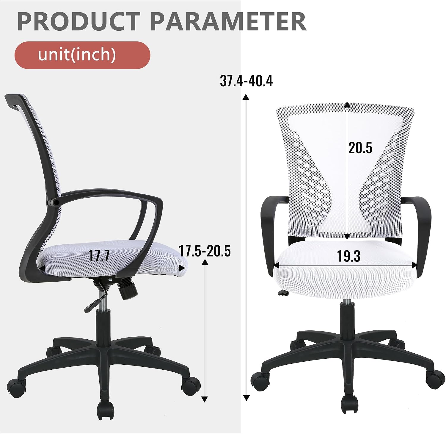 PayLessHere Office Computer Gaming Chair Ergonomic Mesh Desk Chair Adjustable Video Game Chairs with 360 Degrees Swivel Wheels Armrest Lumbar Support for Home Office,White