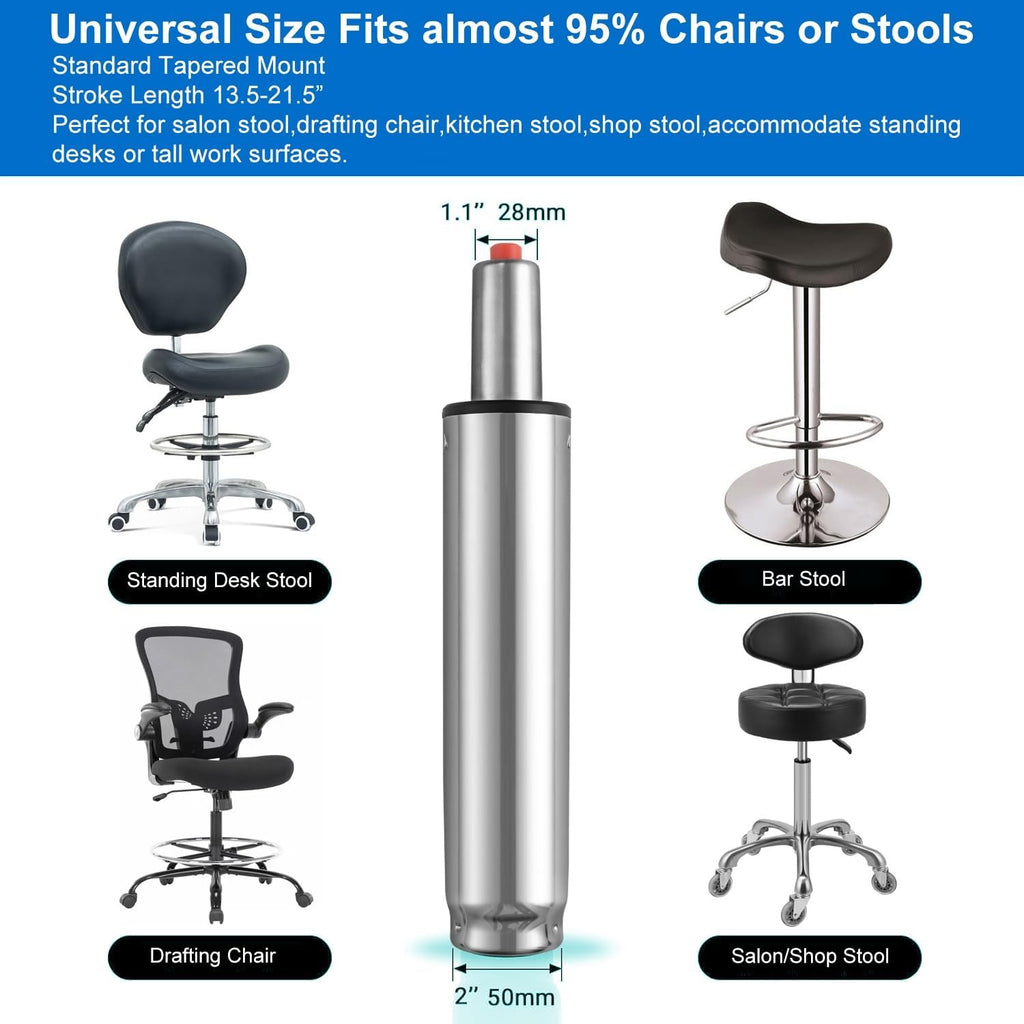 Kaleurrier Gas Lift Cylinder Replacement: Pneumatic Shock Piston for Tall Chairs & Stools - Lift Mechanism 1000 lbs Capacity Universal Size - Stroke Length 13.5"-21.5" (8" Stroke)