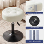 Furniliving Adjustable Swivel Vanity Stool, Makeup Ottoman Stool, PU Leather Chair for Makeup Room, Small Makeup Stool for Vanity, Bedroom, Living Room, White