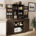 71" Tall Fluted Kitchen Pantry Cabinet, Modern Fluted Pantry Cabinet with Doors, Kitchen Pantrys Storage Cabinets with Drawer and Adjustable Shelves Doors for Dining Room, Living Room, Walnut